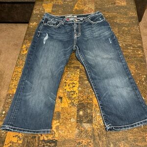 Bke Jeans Womens 29 Capri Denim Stretch Drew Distressed Western Coastal Cowgirl